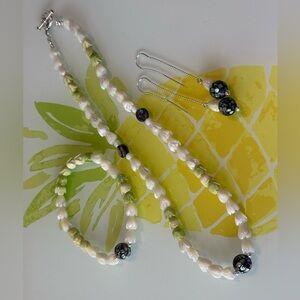 Pua Pakalana, Pīkake, & Paua Jewelry Set w/ .925 Sterling Silver Handmade